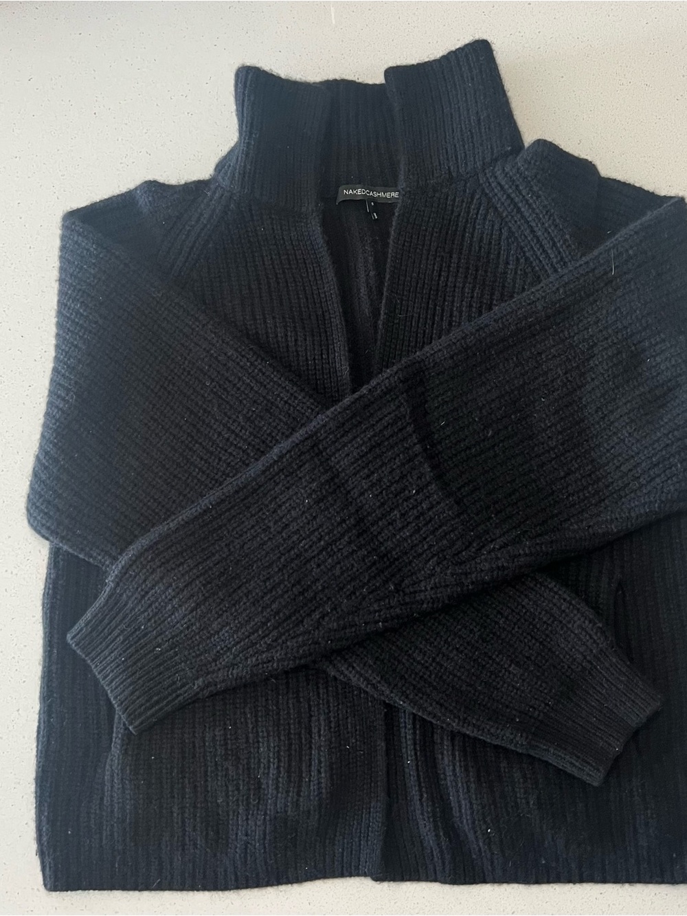 NAKED CASHMERE Black Ribbed Cashmere Sweater Cardigan Size Small